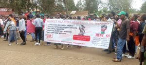 Kiambu business community during a peaceful protest in kiambu town