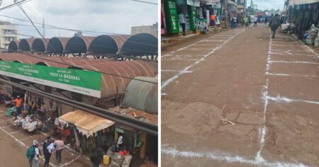 A view of the now old Kangangi Market set to be mordenised.Markings of the plots where traders will now be conducting their new businesses have began
