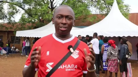 Ruiru Families Receive Early Christmas Joy from December Charity Solomon Irungu speaking after donation of foodstuff to the less fortunate in Ruiru, Kiambu County.