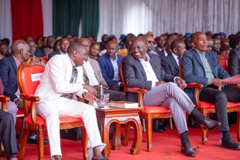 Ruto Calls for Unity Amid Tensions During AIPCA Service in Gatundu North President William Ruto attending the AIPCA church service in Gatundu North, surrounded by faithful and leaders during the Sunday fundraiser.