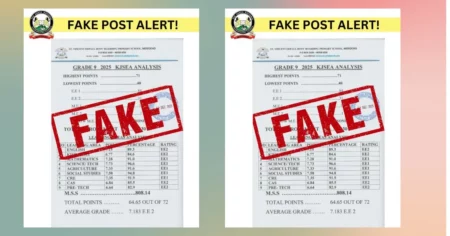 KNEC Dismisses Fake KJSEA Grading Systems and Aggregate Scores Fake post alert from Kenya National Examinations Council (KNEC)